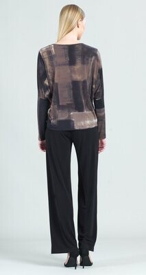 Taupe/Multi Watercolor Dolman Sleeve Top