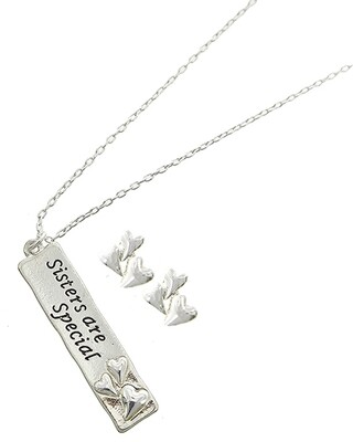 Heart / Love Metal Pendant Necklace &amp; Earring Set