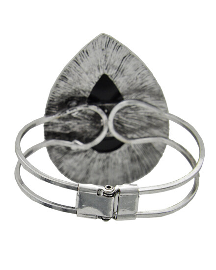 Antique Silver Green Multi Colored Abalone Cuff Bracelet