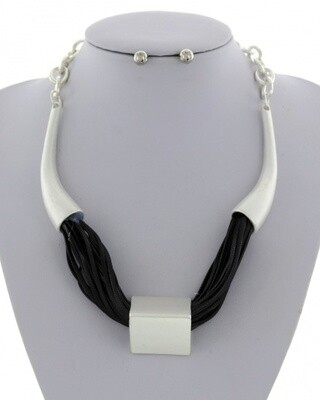 Unique Statement Cord Necklace &amp; Earring Set