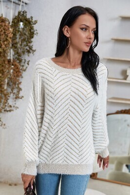 Super Soft Ivory/Beige Striped Sweater
