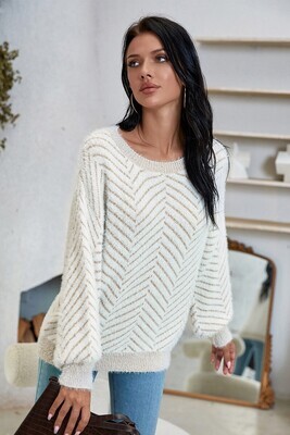 Super Soft Ivory/Beige Striped Sweater