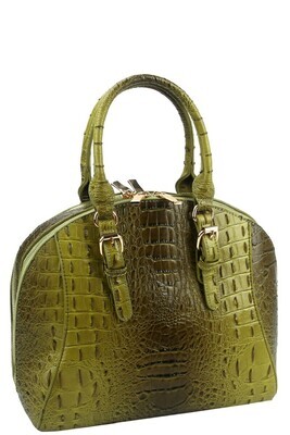 Double Compartment Crocodile Print Dome Satchel