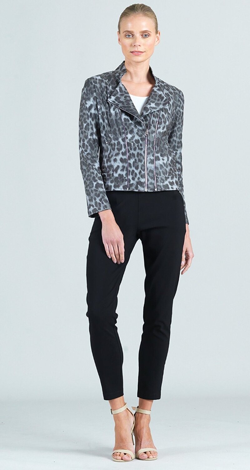 Charcoal Cheetah Double Zip Pocket Clara Jacket