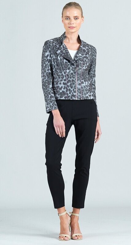 Charcoal Cheetah Double Zip Pocket Clara Jacket