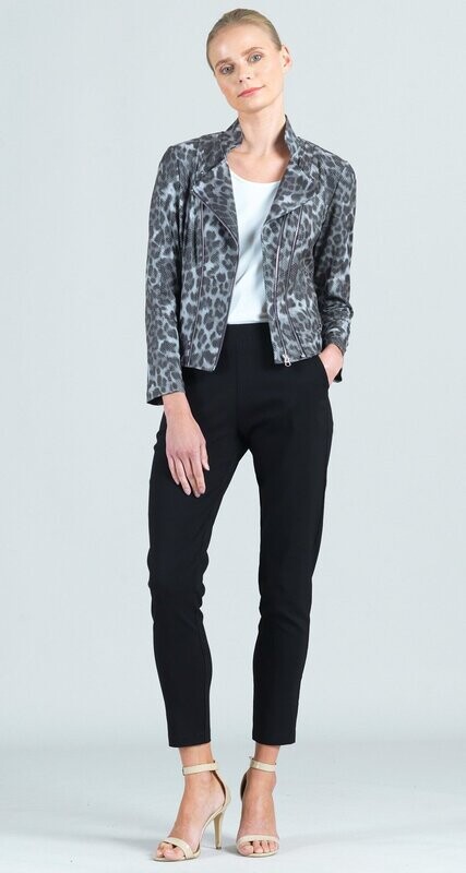Charcoal Cheetah Double Zip Pocket Clara Jacket