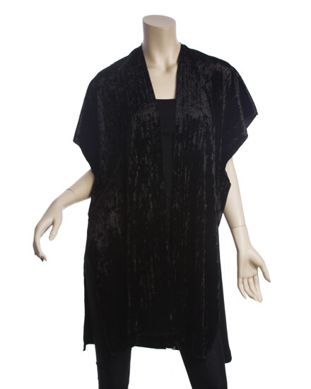 Black Velvet Pleated Ruana / Cardigan