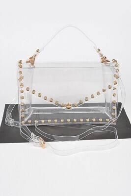 Round Stud Clear Handle Top 9.2&quot;Wide Bag
