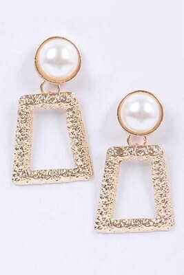 Pearl Accent Texture Drop Dangle Earrings