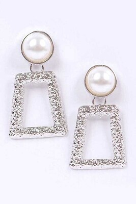 Pearl Accent Texture Drop Dangle Earrings