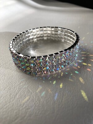 4 Row AB Rhinestone Stretch Bracelet
