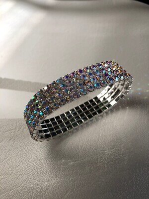 4 Row AB Rhinestone Stretch Bracelet