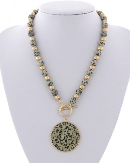 Semi Precious Stone Gold Pendant Necklace