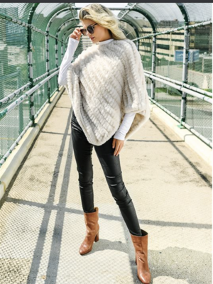 Fabulous Knitted Faux Mink Poncho