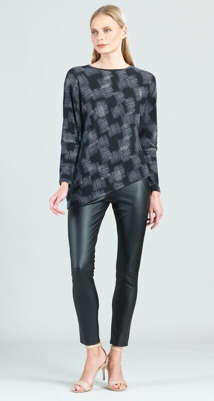 Cozy Square Sketch Dolman Sleeve Angle Hem Sweater