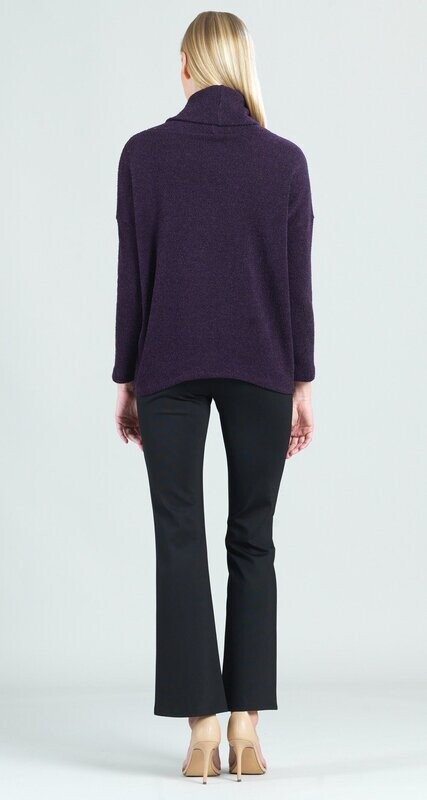 Purple Cozy Twill Tipped Hem Sweater Top