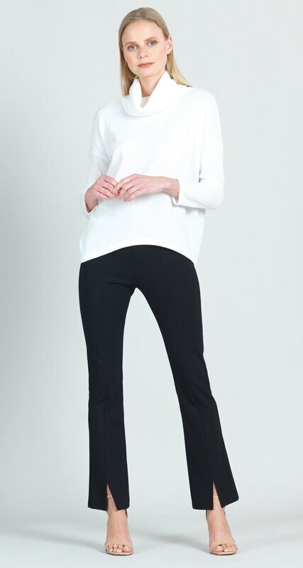 Ivory Waffle Knit Tipped Hem Sweater