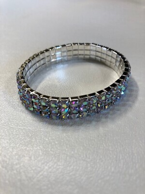 3 Row AB Rhinestone Stretch Bracelet