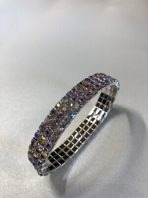 3 Row AB Rhinestone Stretch Bracelet