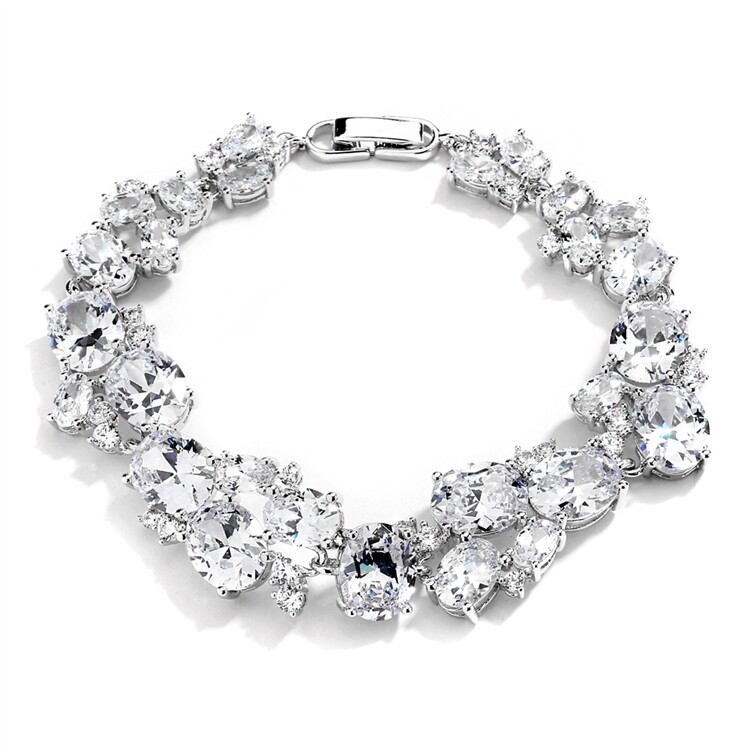 Exquisite CZ Statement Bracelet with Bold Oval Cut Zirconium