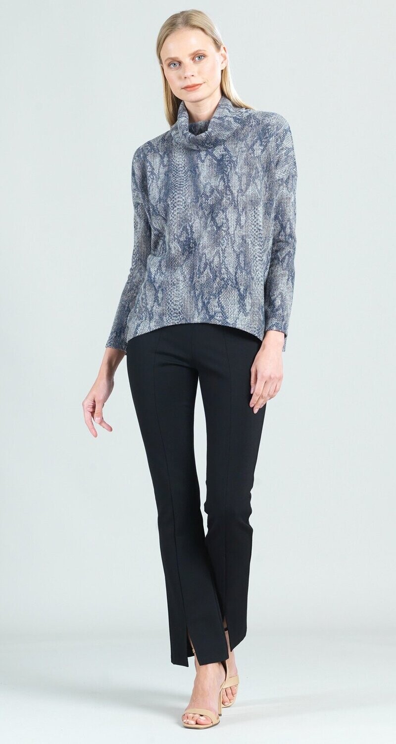 Waffle Knit Python Stitch Tipped Hem Sweater Top