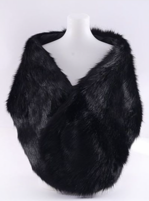 Rich Black Faux Fur Shawl/Wrap