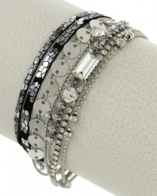 Semi Precious Stone Leatherette Bracelet