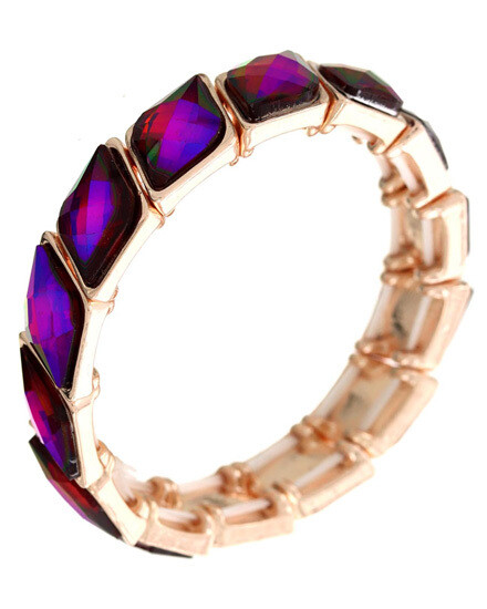 Rose Gold/AB Fuchsia Crystal Stretch Bracelet