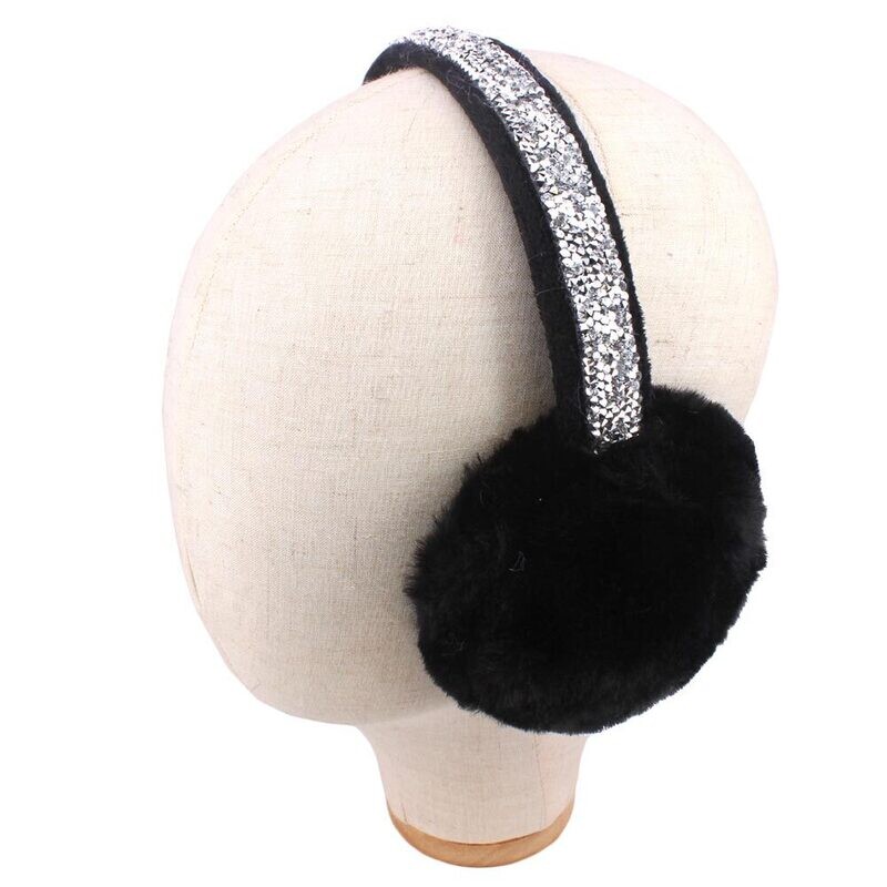 Bling Stone Cluster Fluffy Plush Fur Earmuff