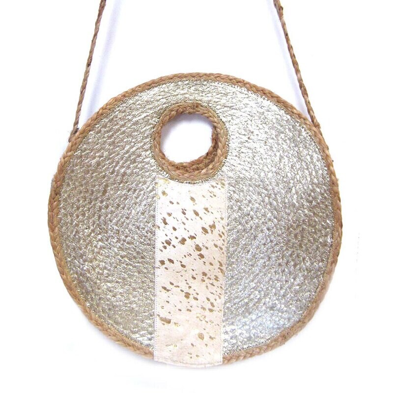 Stunning Gold Straw Round Tote Bag