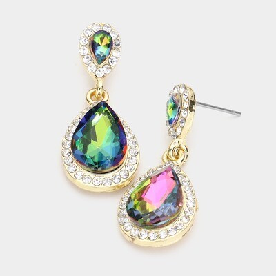 Vitrail Double Teardrop Stone Evening Earrings