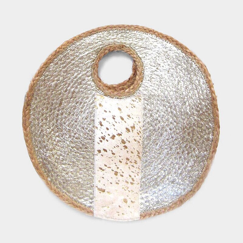 Stunning Gold Straw Round Tote Bag