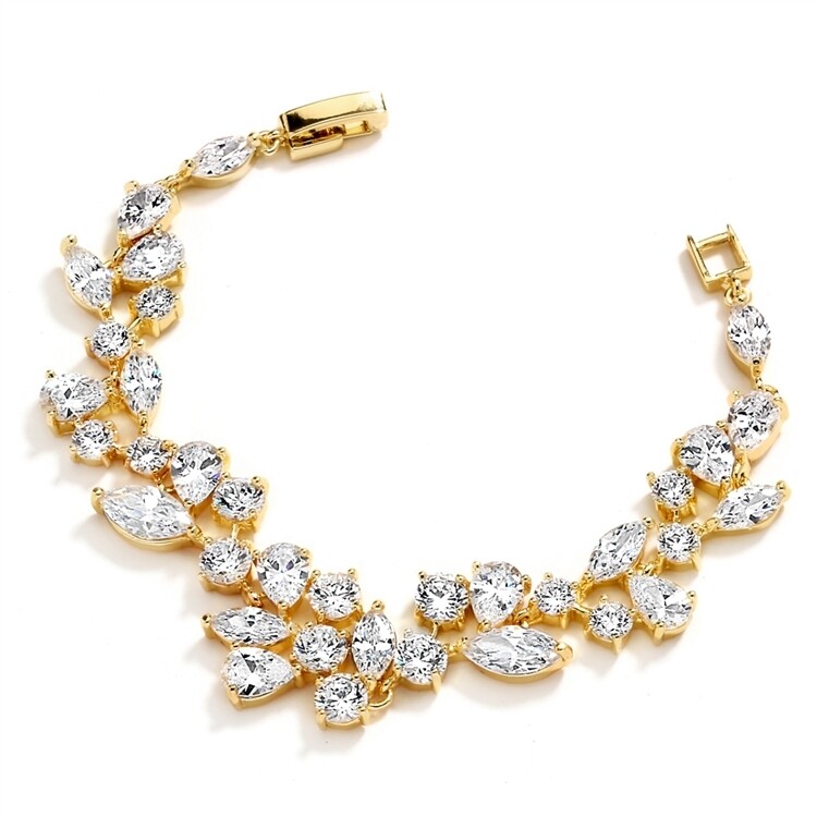 14K Gold Plating Mosaic Shaped CZ Bracelet