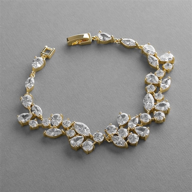 14K Gold Plating Mosaic Shaped CZ Bracelet