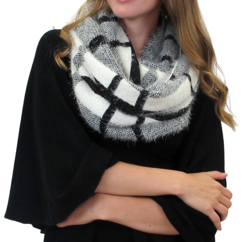Black /White Eyelash Infinity Scarf