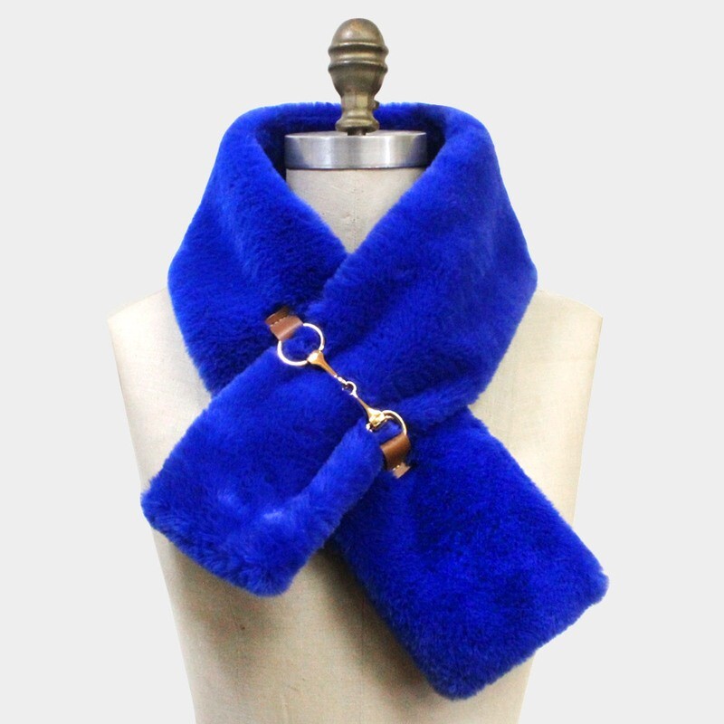 Faux Fur Leather Pull Through Scarf
