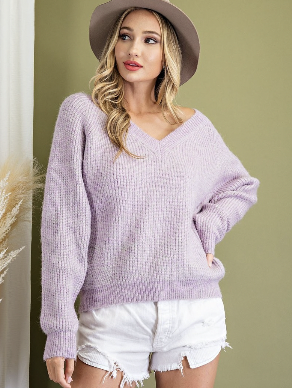 Cozy V-Neck Ribbed Knit Sweater