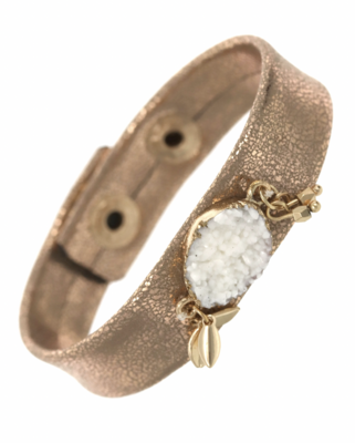 Bronze Fashion Leather Druzy Bracelet