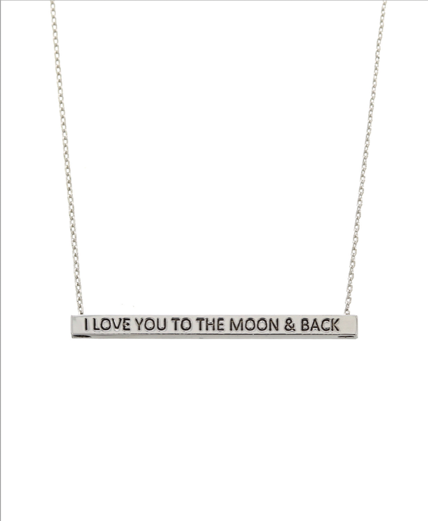 3mm Horizontal Brass I Love You ToThe Moon & Back Bar Necklace