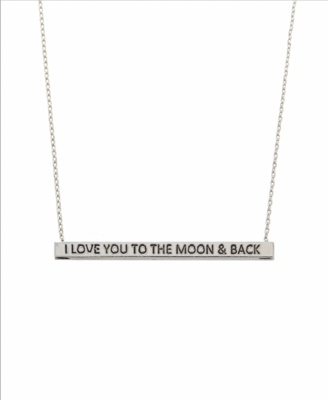 3mm Horizontal Brass I Love You ToThe Moon &amp; Back Bar Necklace