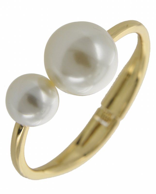 Metal Cuff Bracelet Large Pearl Statment End