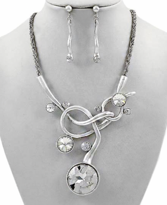 Antique Silver Tone / Clear Glass set