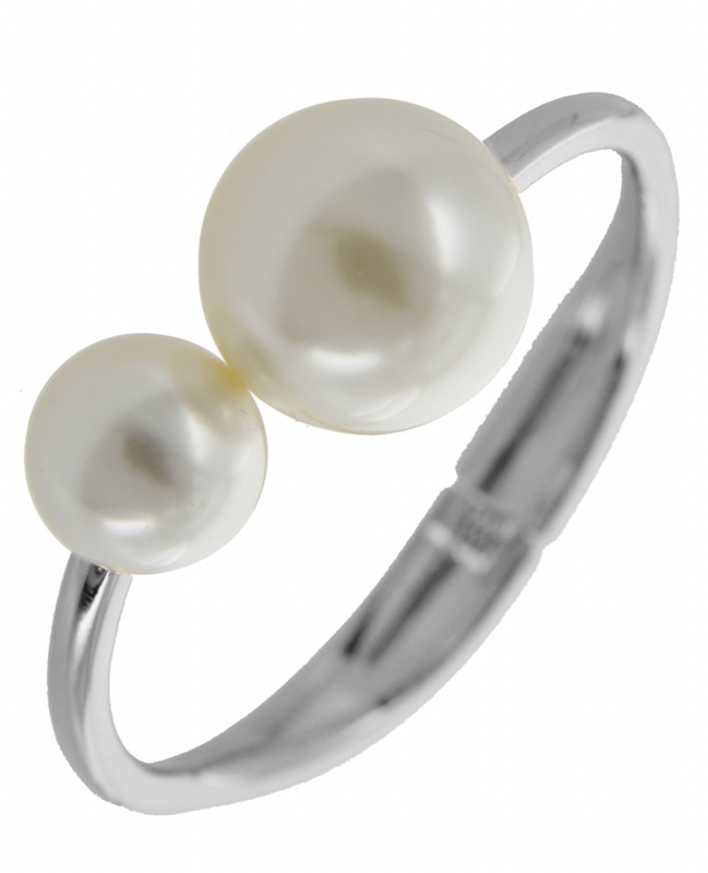 Metal Cuff Bracelet Large Pearl Statment End