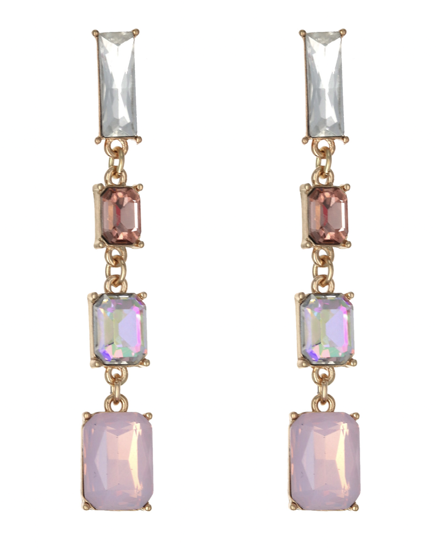 Baby Pink Glass Multi Emerald Drop Earring