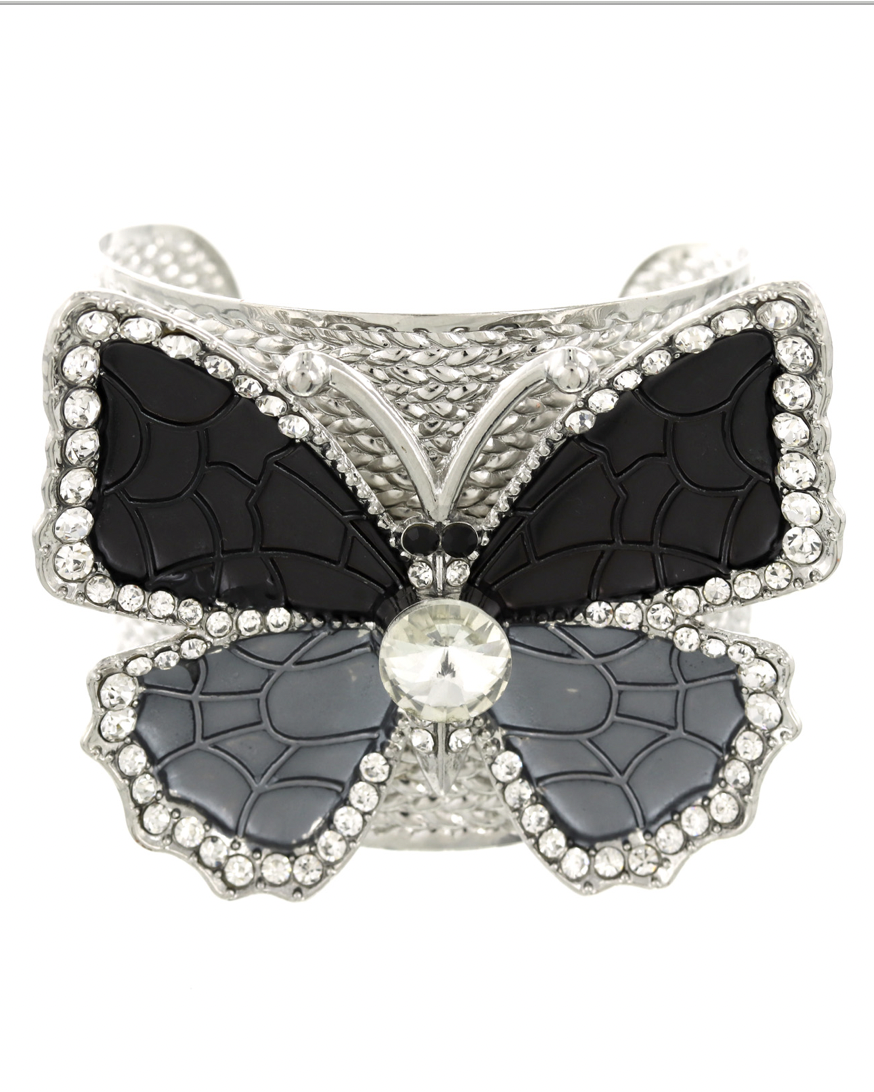 Butterfly Rhinestone Bangle Bracelet