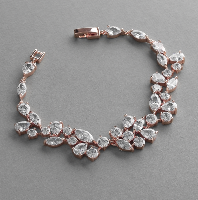 14K Rose Gold Plating Mosaic Shaped CZ Bracelet