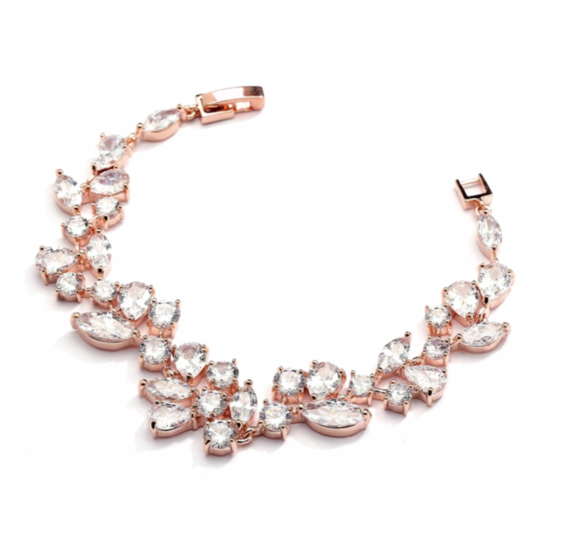 14K Rose Gold Plating Mosaic Shaped CZ Bracelet