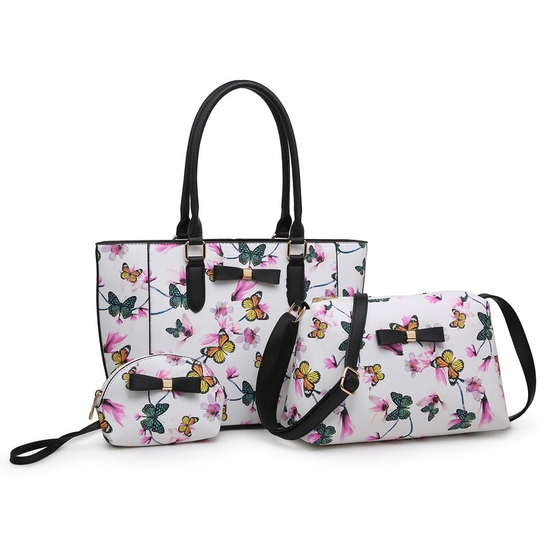 Flower Print Bow 3-in-1 Shopper Set