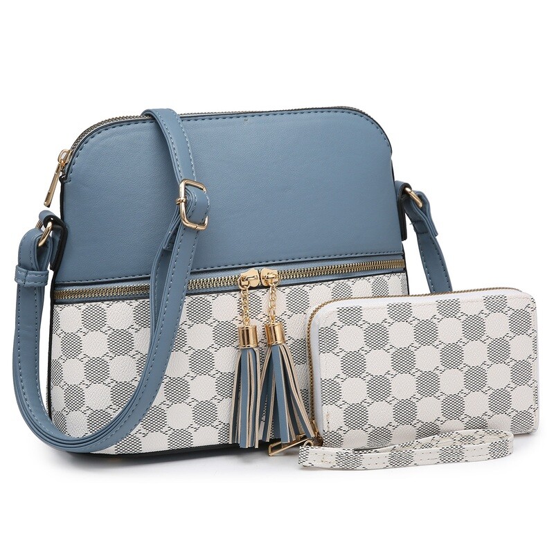 Monogram Color Block Tassel 2-in-1 Crossbody Set