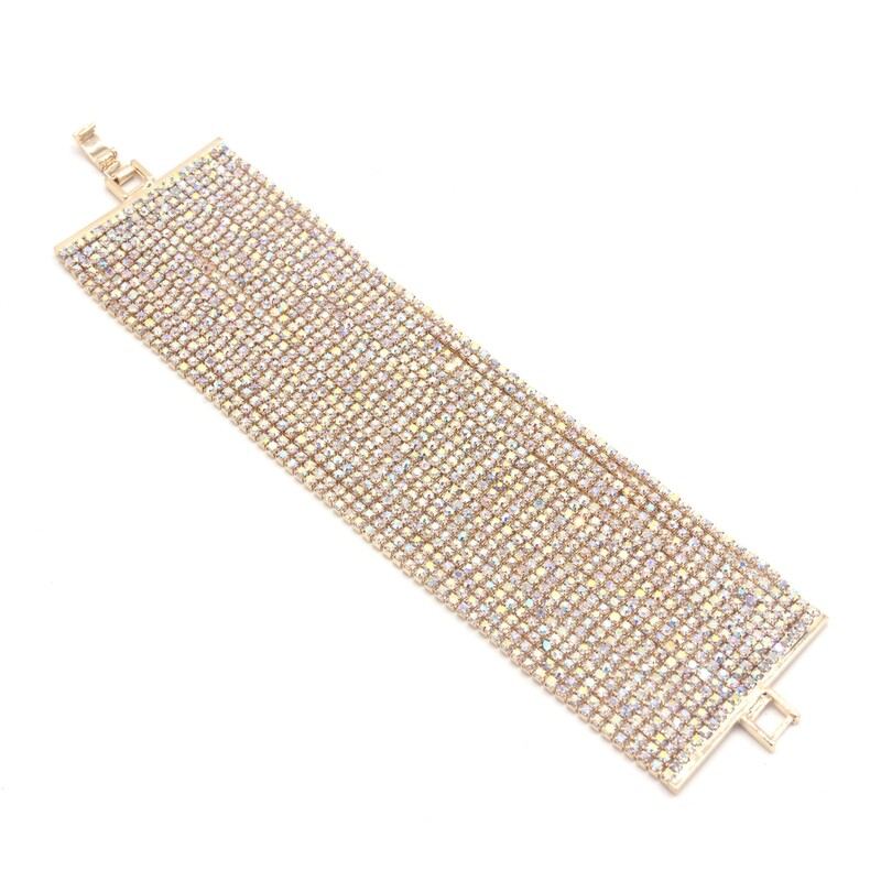 Gorgeous 20 Line Crystal Statement Bracelet